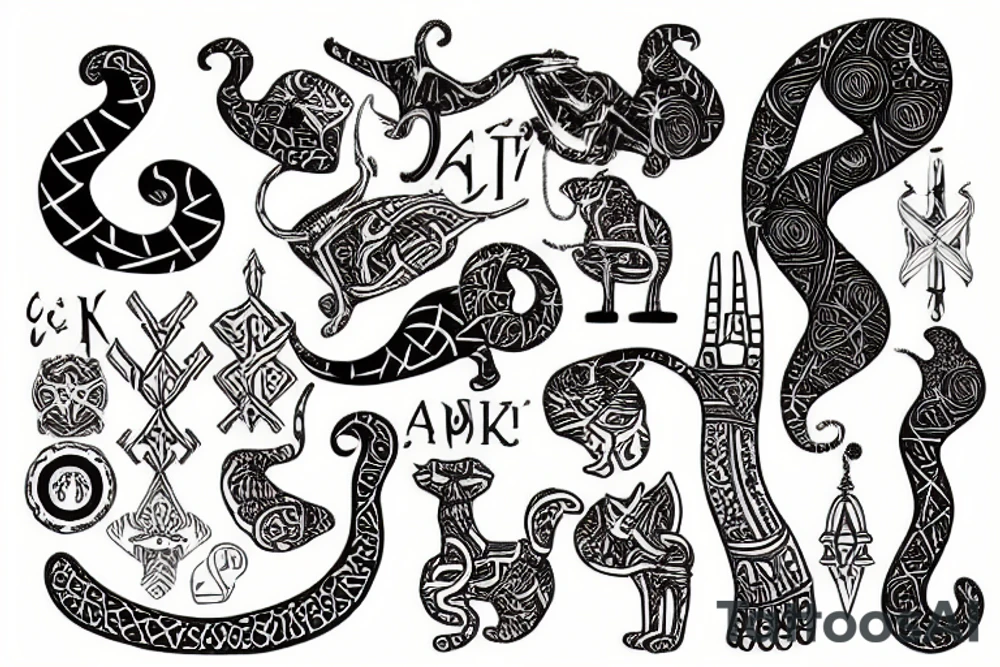 Ankh and cat tattoo idea