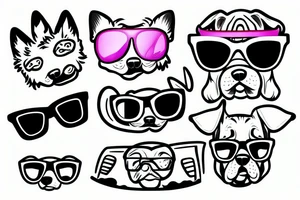 Funny dog with sunglasses surfing tattoo idea