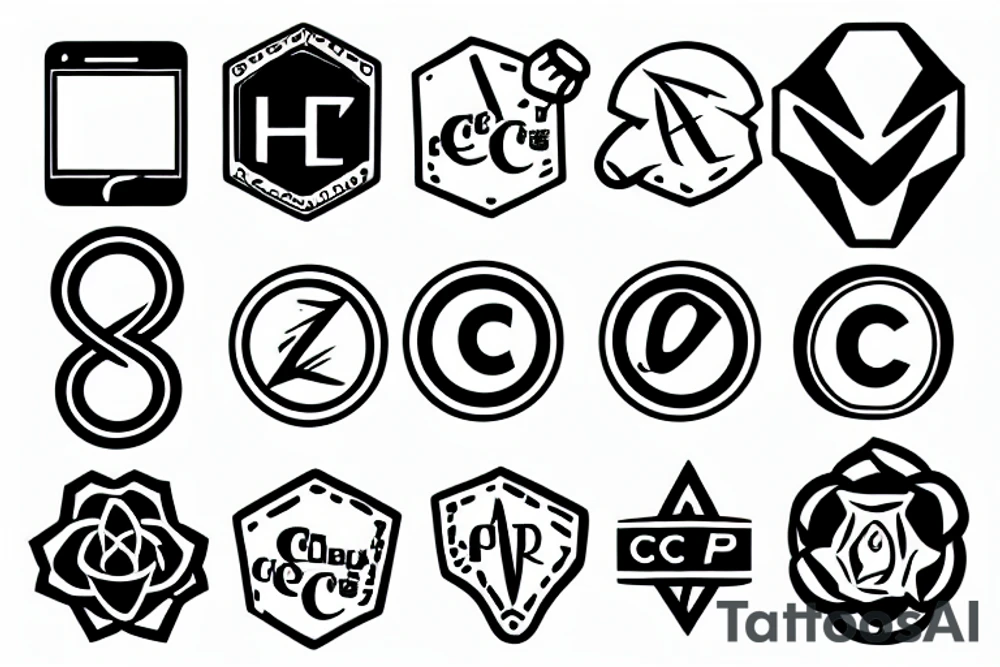 coding html, c++, c logo tattoo idea