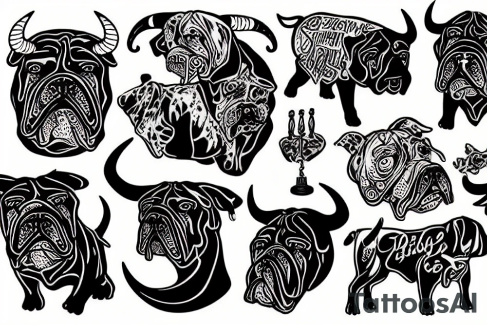 Black Bull Dog tattoo idea