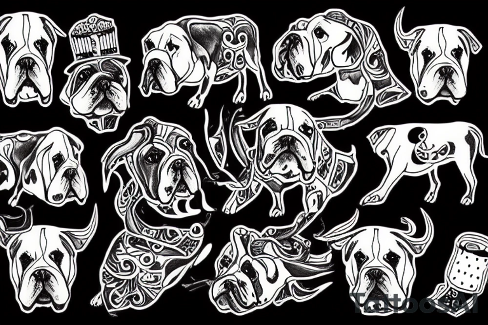 Black Bull Dog tattoo idea