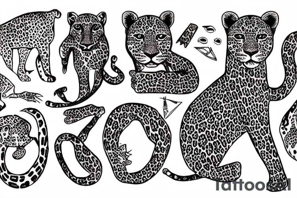 Leopard on the hunt fine line tattoo idea