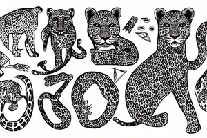 Leopard on the hunt fine line tattoo idea