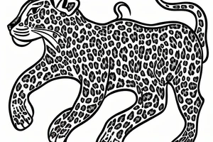 Leopard on the hunt fine line tattoo idea