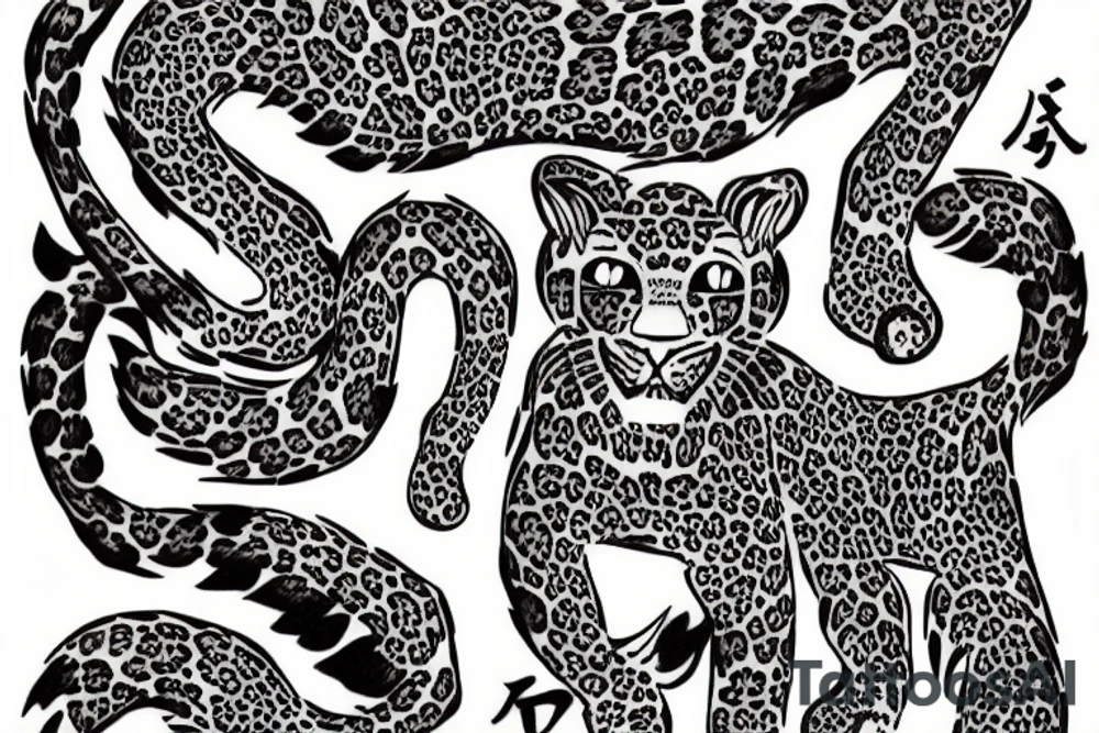 Leopard Japanese style tattoo idea