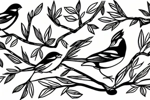 A sparrow sits on a branch tattoo idea