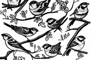 A sparrow sits on a branch tattoo idea