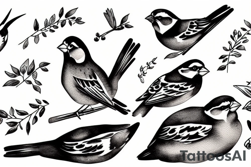 A sparrow sits on a car tattoo idea