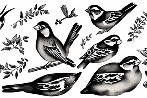 A sparrow sits on a car tattoo idea