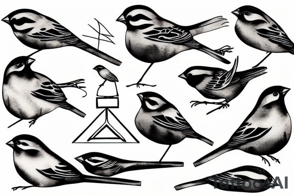 A sparrow sits on a car tattoo idea