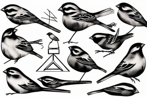 A sparrow sits on a car tattoo idea