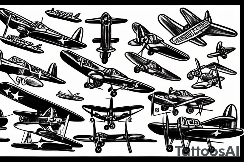 WW2 airplane flying over ship tattoo idea
