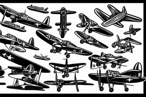 WW2 airplane flying over ship tattoo idea