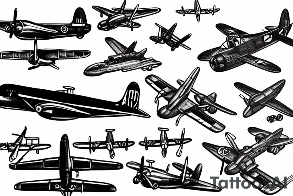 WW2 airplane flying over ship tattoo idea