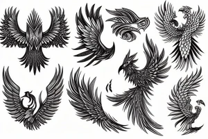 geometric and realistic phoenix tattoo idea