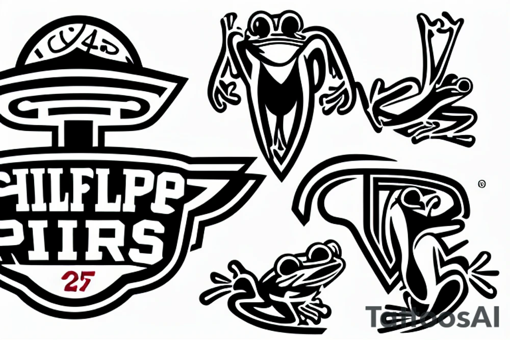 philadelphia 76ers logo with frogs around it tattoo idea