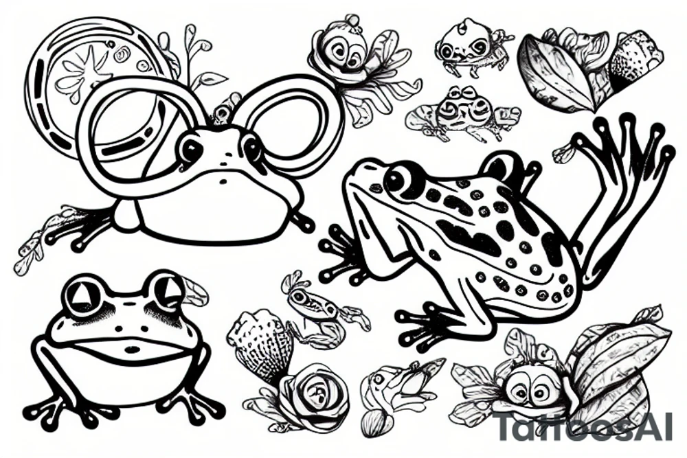 cute little frog with a friendship ring tattoo idea