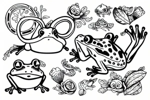 cute little frog with a friendship ring tattoo idea
