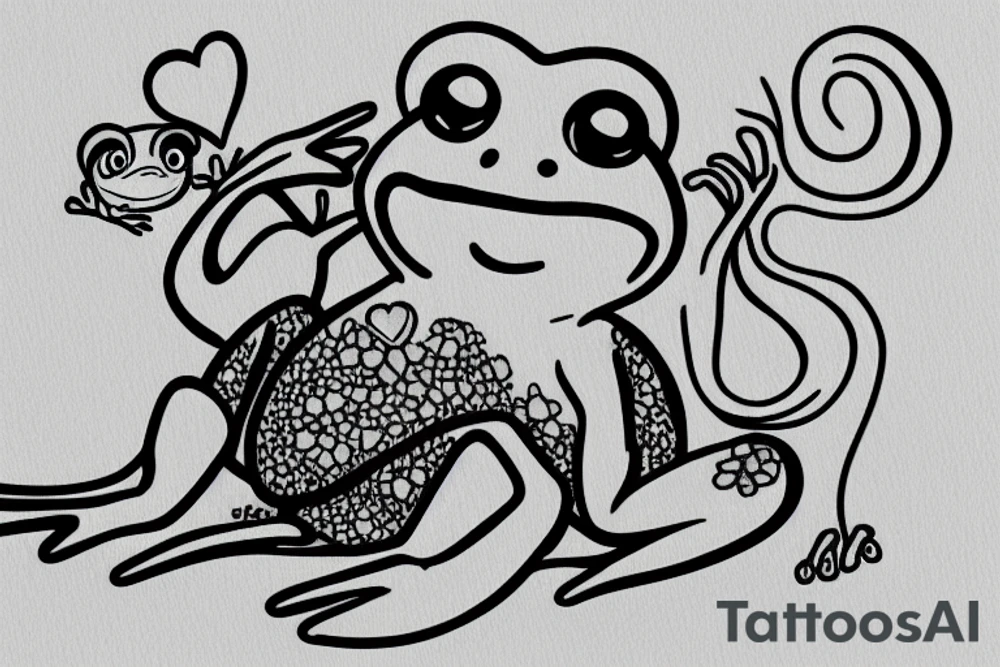 cute little frog with a friendship ring tattoo idea