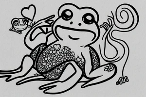 cute little frog with a friendship ring tattoo idea