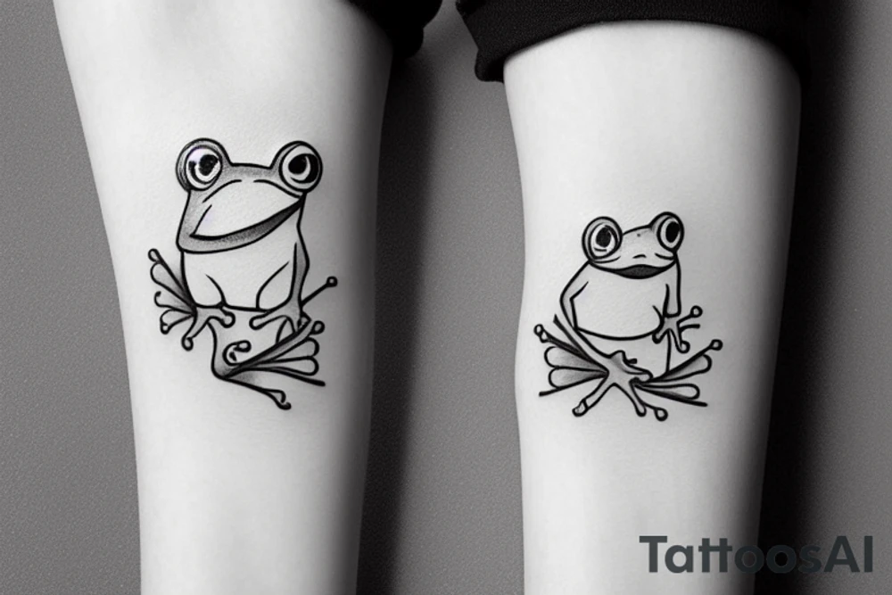 cute little frog with a friendship ring tattoo idea