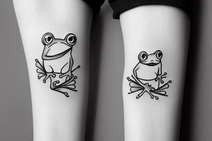 cute little frog with a friendship ring tattoo idea