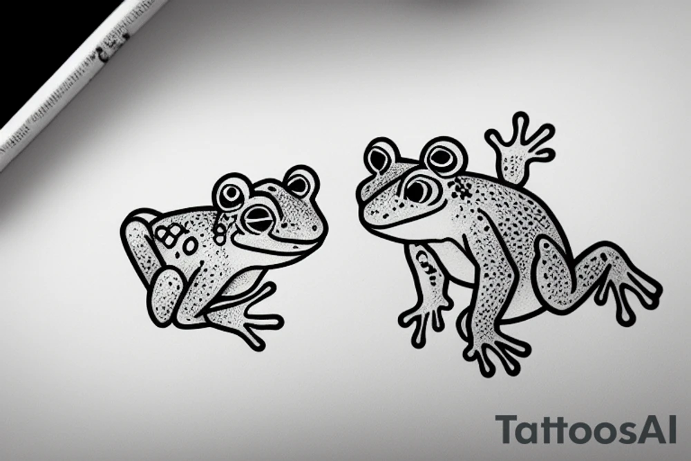 cute little frog with a friendship ring tattoo idea