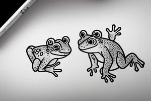 cute little frog with a friendship ring tattoo idea