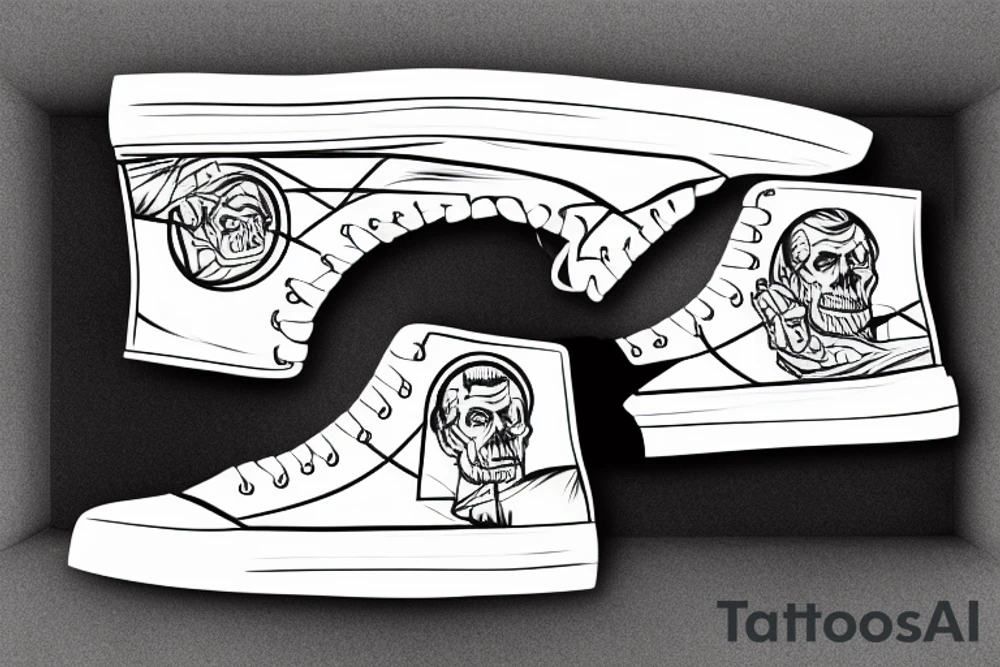 old white lincoln car 55; sailor tattoo; high top sneaker tattoo idea