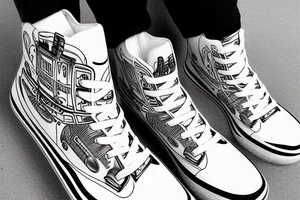 old white lincoln car 55; sailor tattoo; high top sneaker tattoo idea