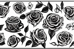 Coffee dog with roses tattoo idea
