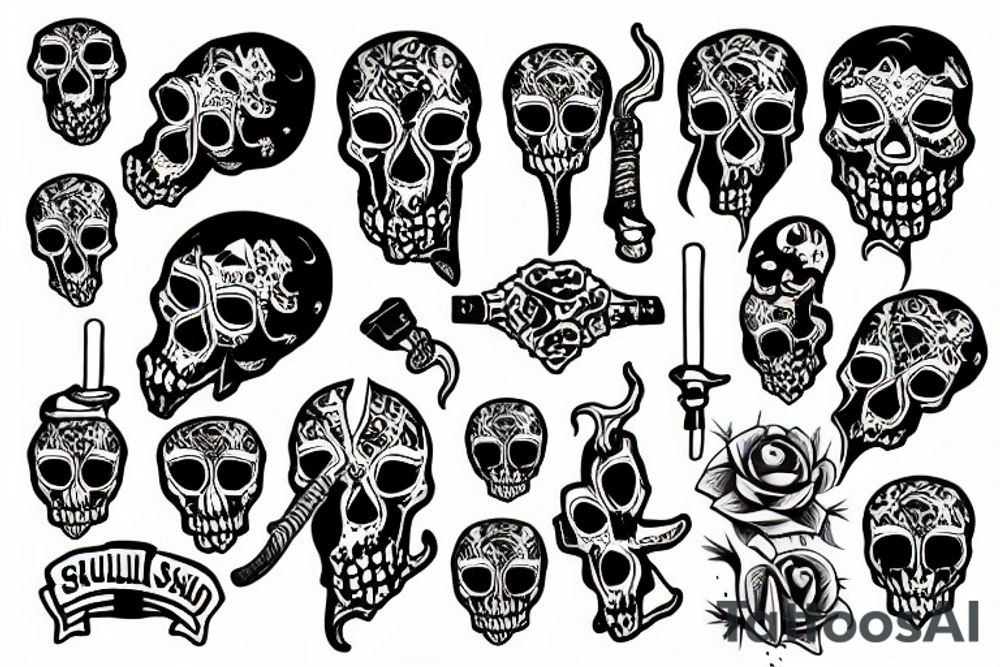 Skullhead smoking shisha tattoo idea