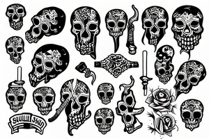 Skullhead smoking shisha tattoo idea