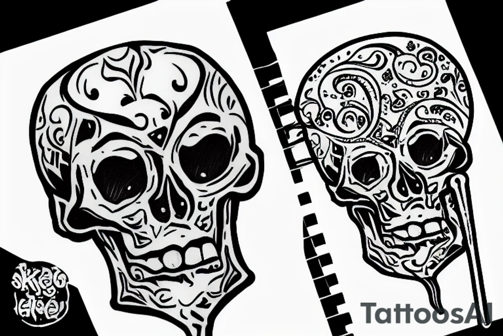 Skullhead smoking shisha tattoo idea