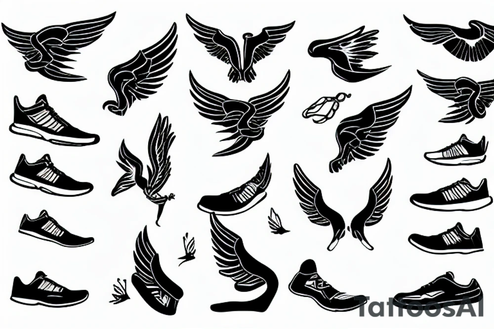 Running shoe with wings tattoo idea