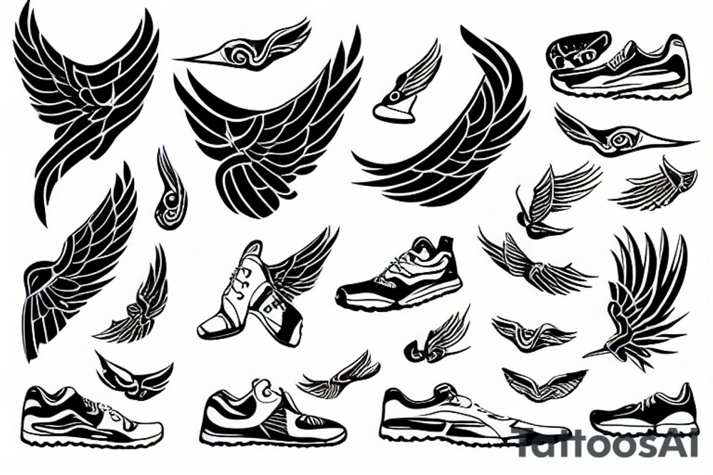 Running shoe with wings tattoo idea