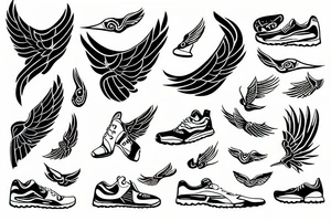 Running shoe with wings tattoo idea
