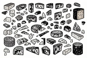 a lego man eating cheese tattoo idea