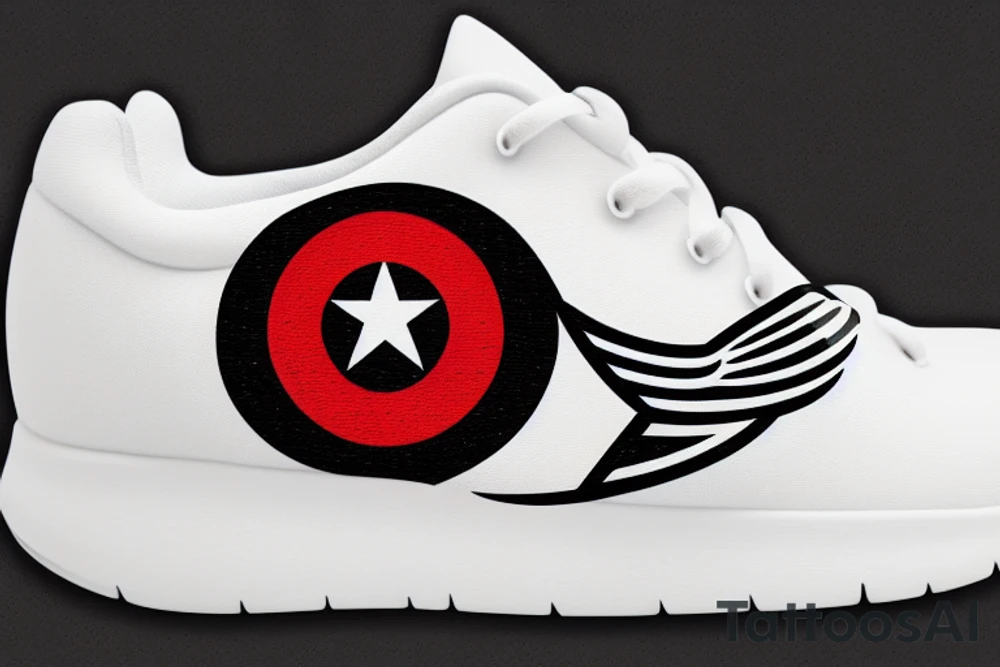 winged running shoe with chicago flag stars tattoo idea