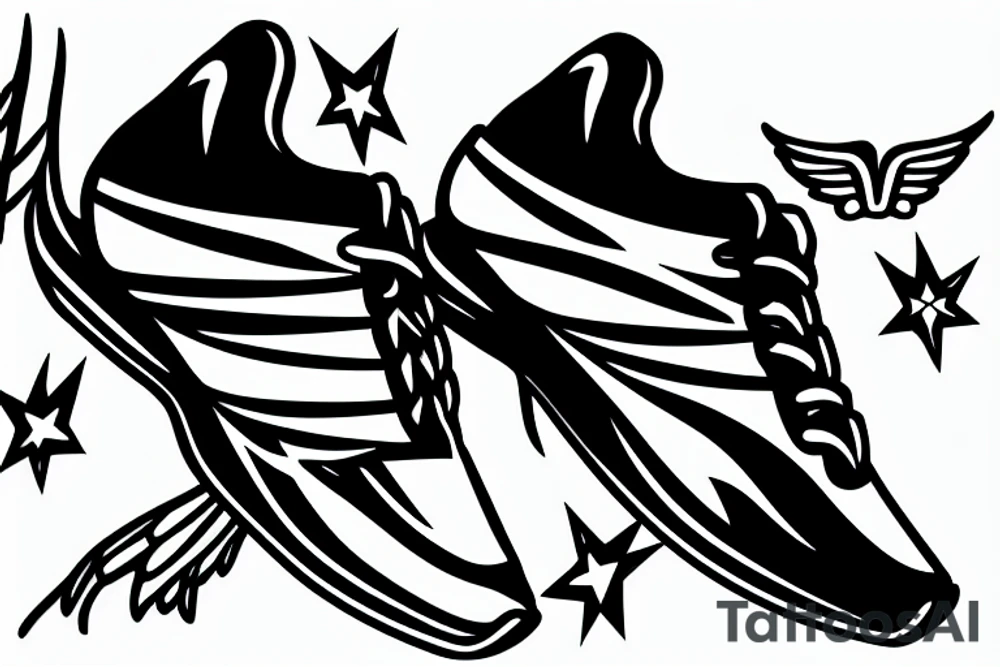 winged running shoe with chicago flag stars tattoo idea winged running shoe with chicago flag stars tattoo idea