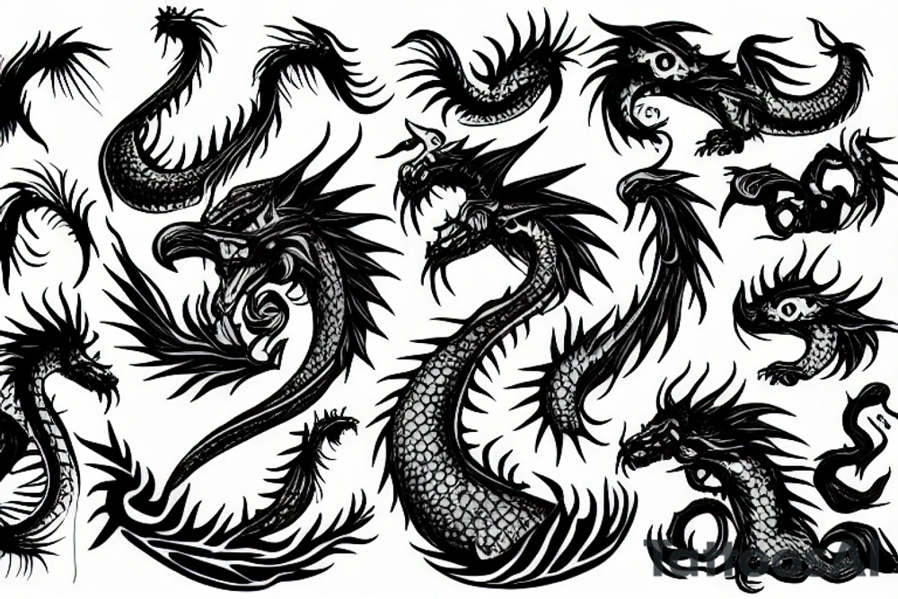 Drache mit Sonne tattoo idea