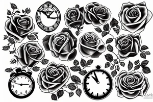 Clock rose universe tattoo idea