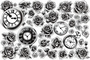 Clock rose universe tattoo idea