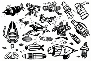 Scuba diver with a submarine tattoo idea