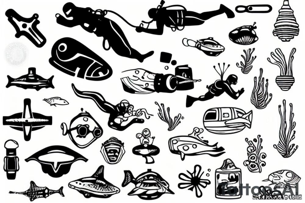 Scuba diver with a submarine tattoo idea