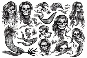 mermaid skeleton tattoo idea