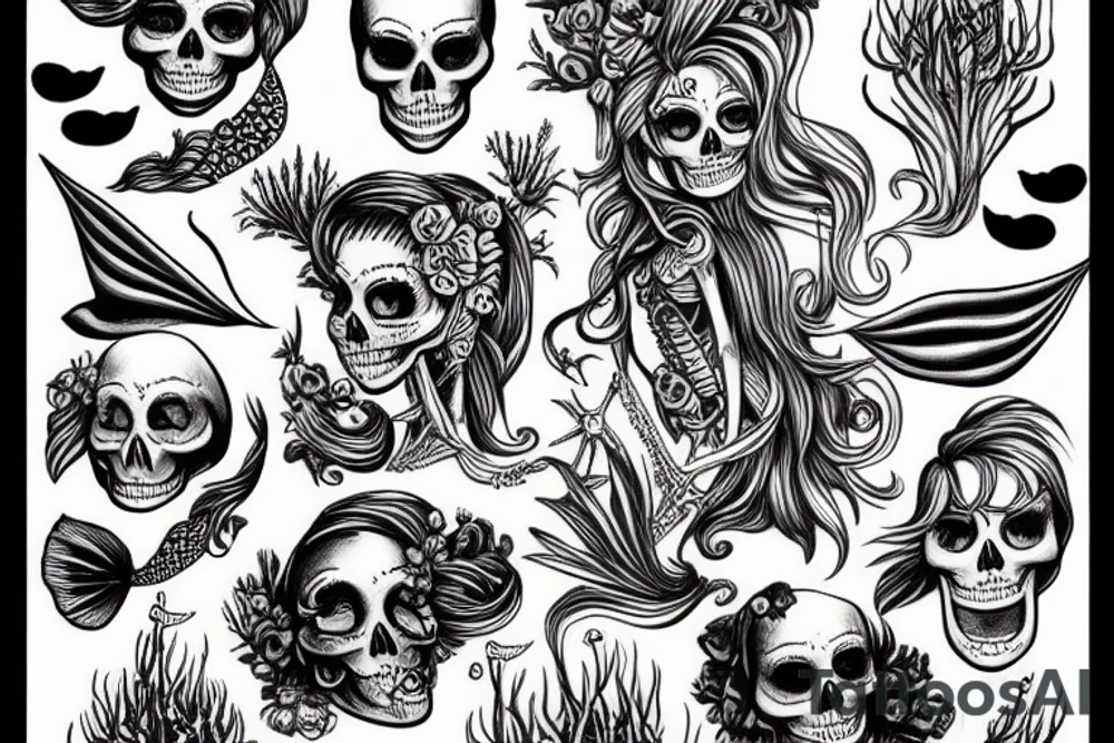 mermaid skeleton tattoo idea