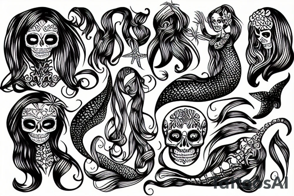 mermaid skeleton tattoo idea