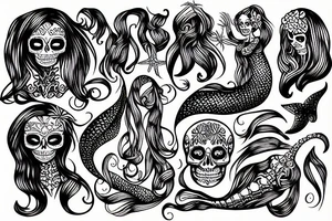 mermaid skeleton tattoo idea