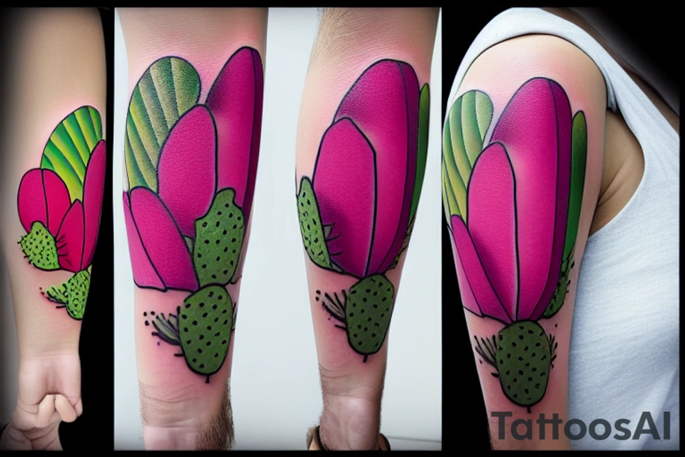 Prickly pear flower tattoo idea